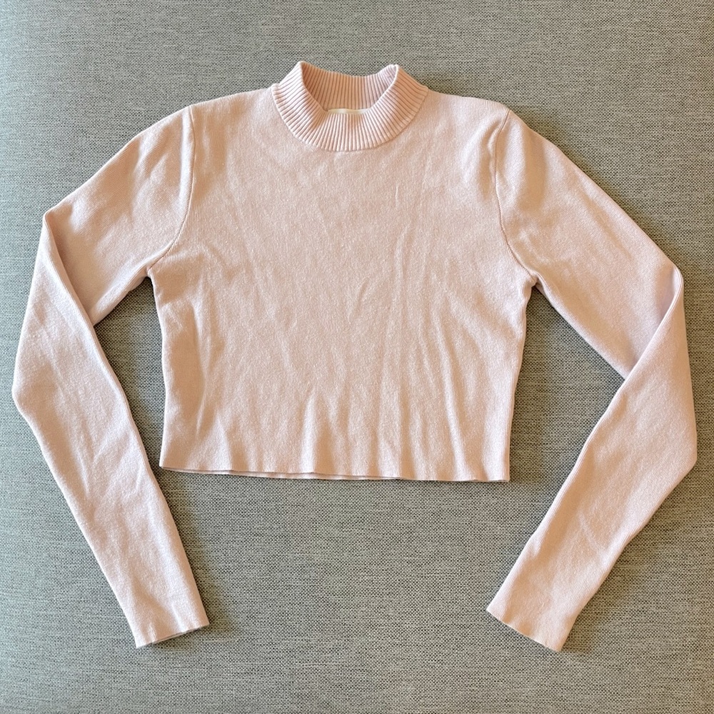 Mable Anthropologie Light Pink Blush Cropped Sweater
